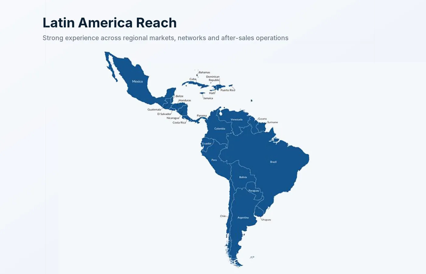 Stylized map of Latin America showing regional experience